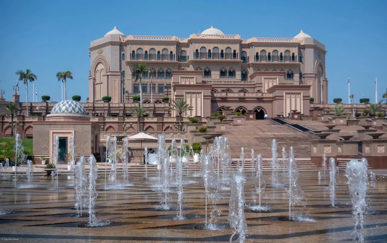 Fountains in front of Emirates Palace in Abu Dhabi