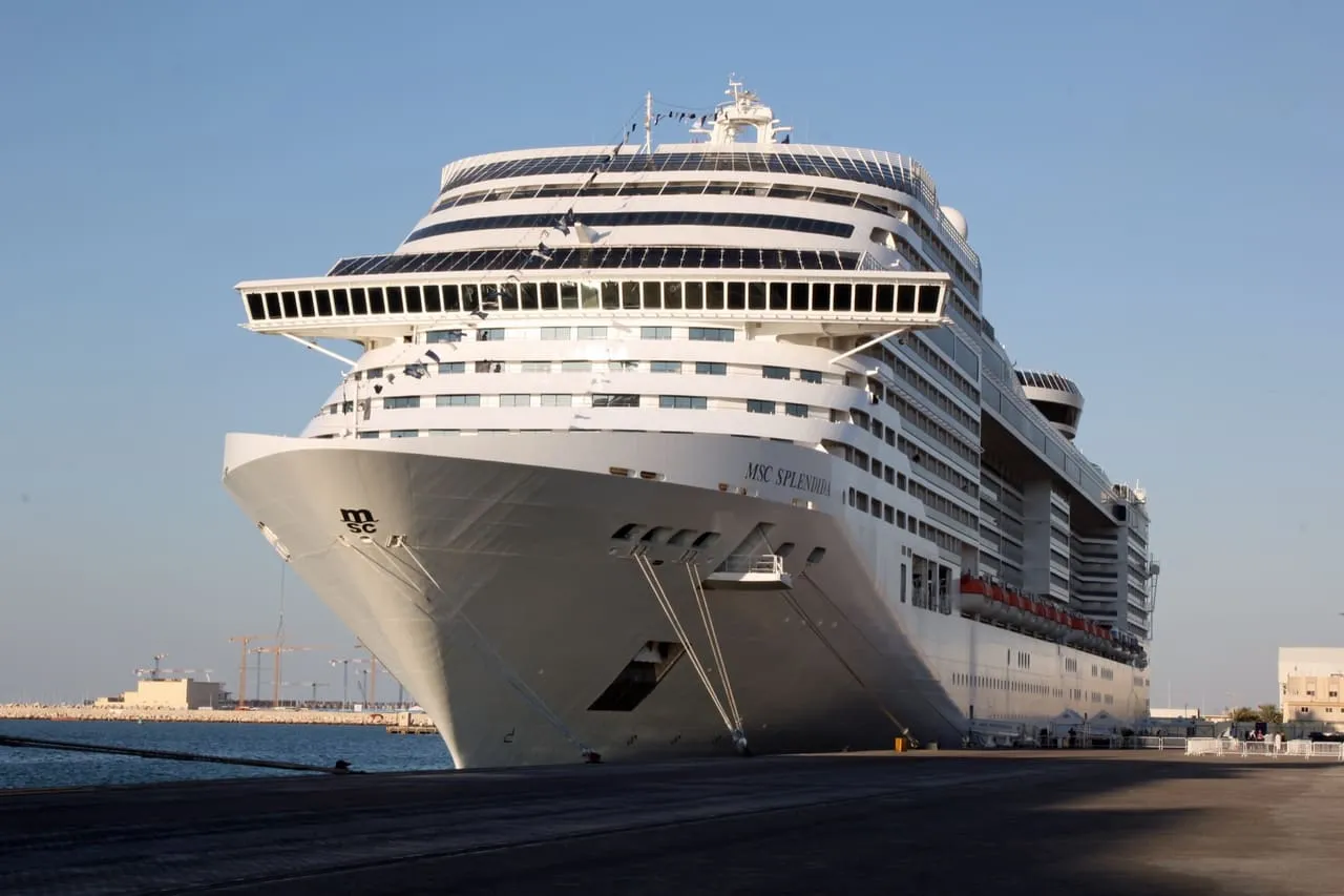 The cruise ship MSC Splendida berthed at Mina Rashid in Dubai