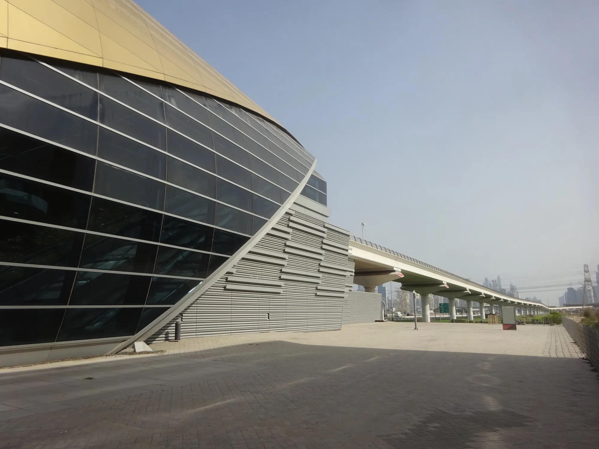 Ibn Battuta metro station on the Dubai Metro Red Line, with the Red Line viaduct running north
