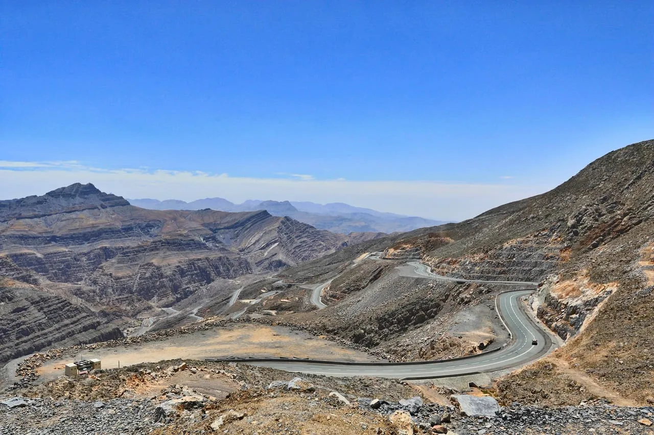 The mountain road winding up Jebel Jais in Ras Al Khaimah