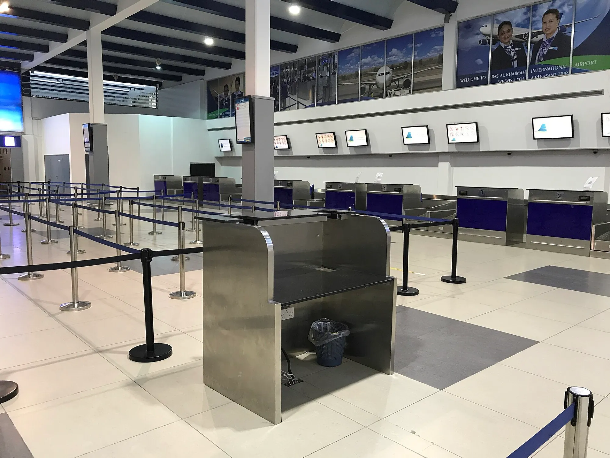 The check-in hall at Ras Al Khaimah International Airport