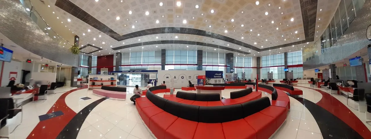 Customer service hall at a Roads and Transport Authority (RTA) centre in Dubai