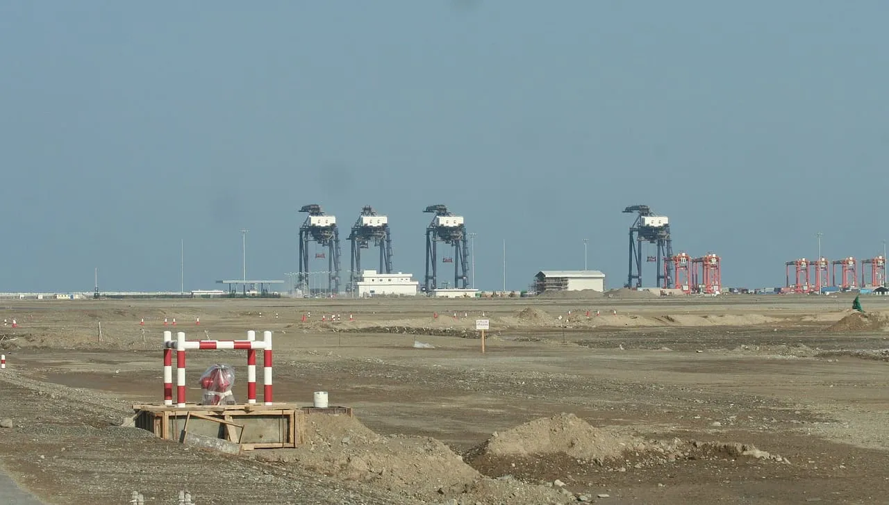 Container cranes at Sohar Port, photographed in 2006 during construction