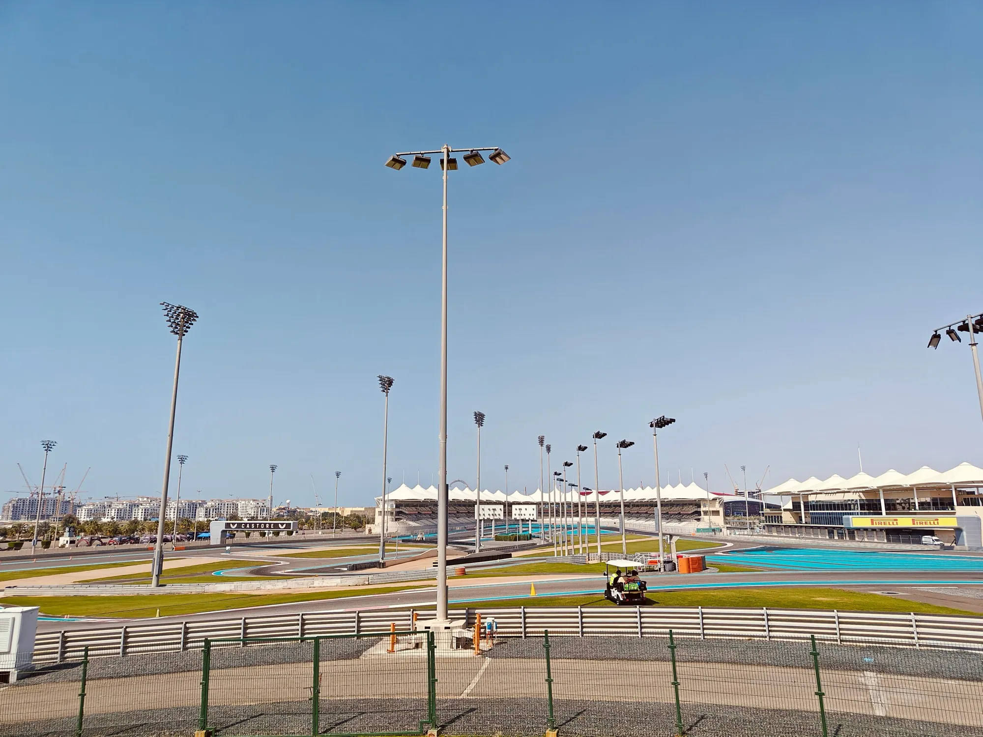 The Yas Marina Circuit track and grandstand tents on Yas Island